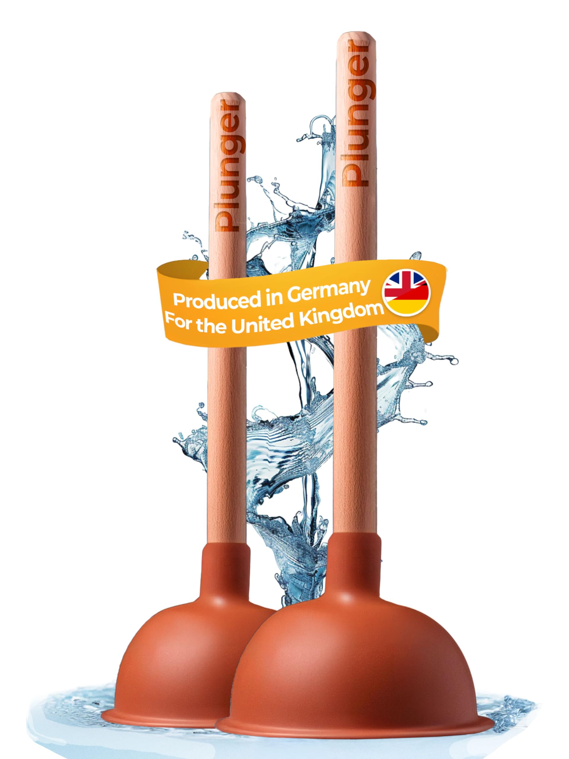 The Plunger I Sink Plunger, Plunger Sink Unblocker 110 + 140 mm, Perfect Plunger Shower Unblocker, Toilet, Bathtub or Sink in Top Craftsmanship Quality Made in Germany