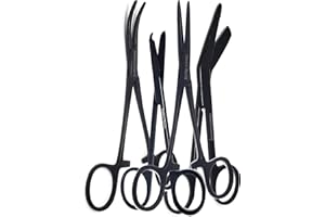 A2Z SCILAB Premium Grade Set of 4 Bandage Scissors 5.5", Stitch Scissors 4.5" and Hemostat 5.5" Straight & Curved -Premium Quality Stainless Steel
