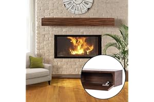 MANTELSDIRECT Houston Floating Wood Mantel Shelf with Hidden Storage Compartment - Mocha 60 Inch | Beautiful Wooden Rustic Shelf for TV Remotes, Controllers, and Décor