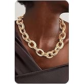 Magitaco Chunky Choker Necklace for Women, Cuban Link Chain Thick Statement Necklace, Big Double O Link Necklaces Women's Trendy Jewelry for Ladies