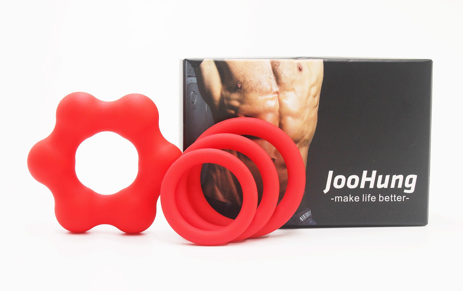 Silicone Male Enhancement Exercise Bands O Ring 3 Different Plus 1 Heavy Duty Size Flexible Rings 100% Medical Grade Silicone O shape