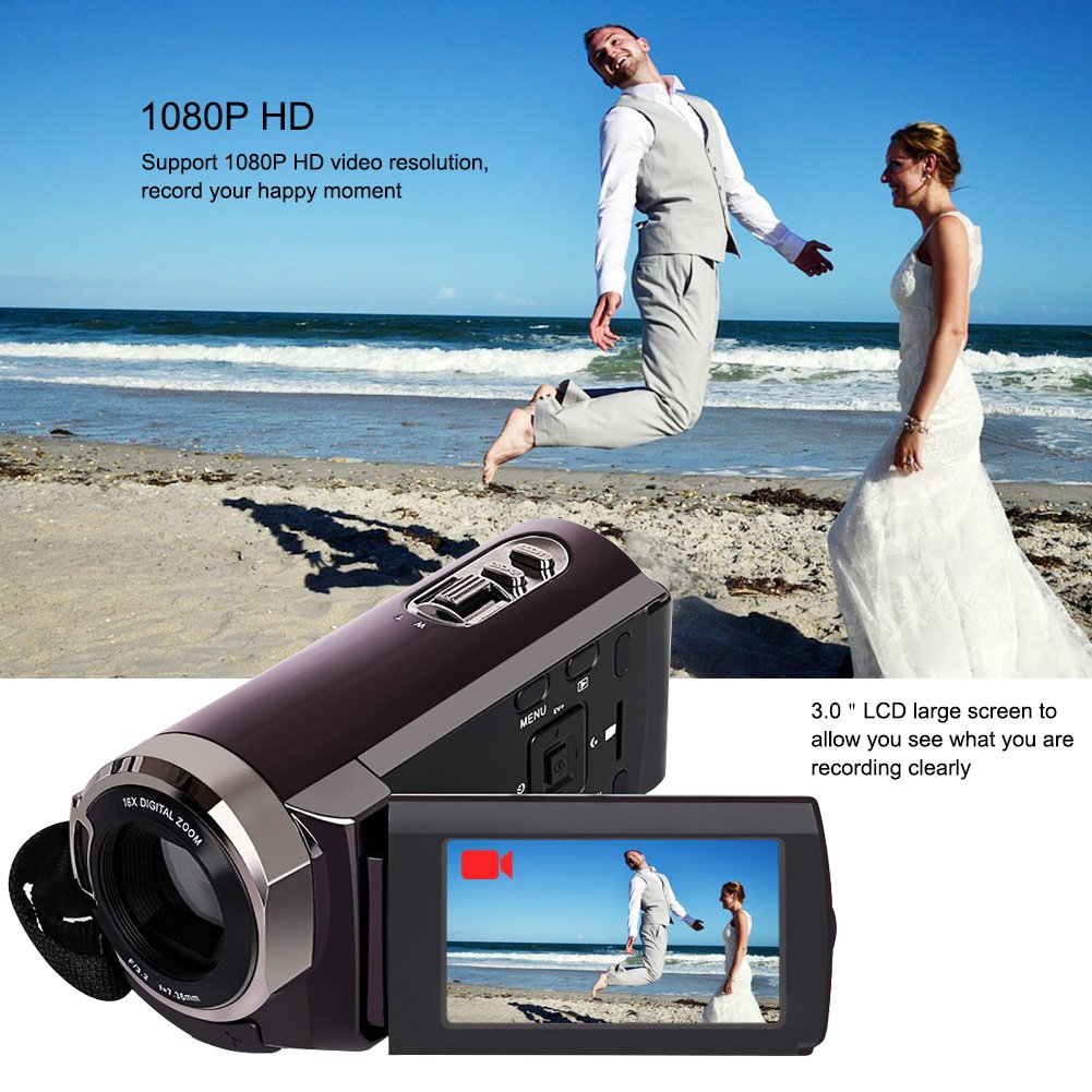 Camorder Video Camera SEREE Full HD 1080p Digital Video Recorder 20MP 16X Zoom 3 Inch Touch Screen Dual Memory Cards