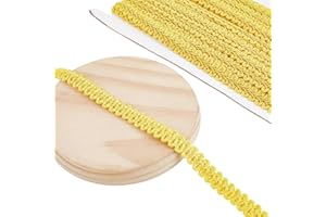 DELORIGIN 14 Yards Gimp Braid Trim for Sewing, 0.5inch Decorative Fabric Trim Polyester Sewing Trim Ribbon Woven Curtain Fabric Trim for Upholstery Sewing Hand Crafts Costume Home Decorative, Yellow