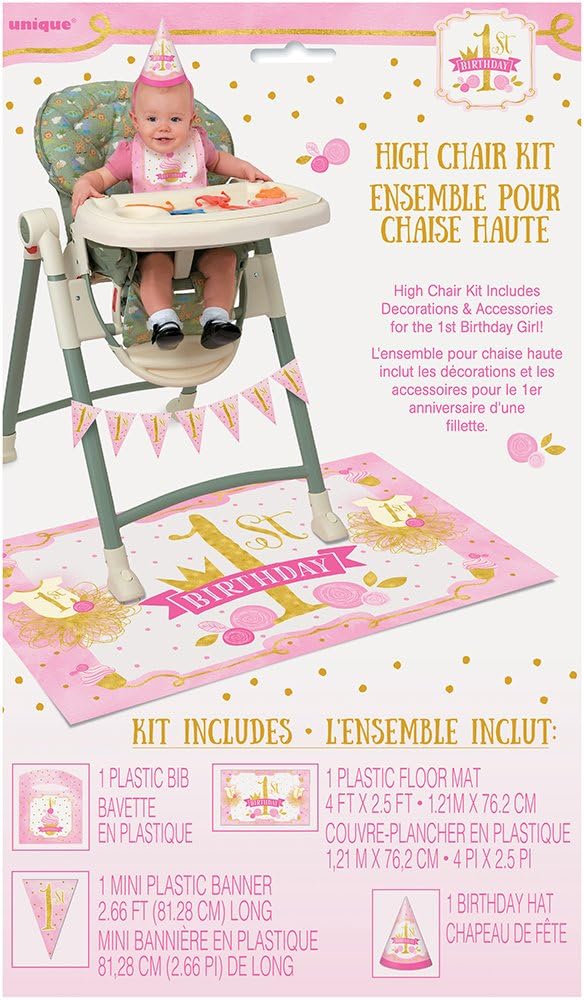 Amazon Com Pink And Gold Girls 1st Birthday High Chair Decoration