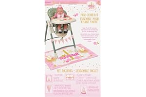 Pink and Gold Girls 1st Birthday High Chair Decoration Kit, 4pc