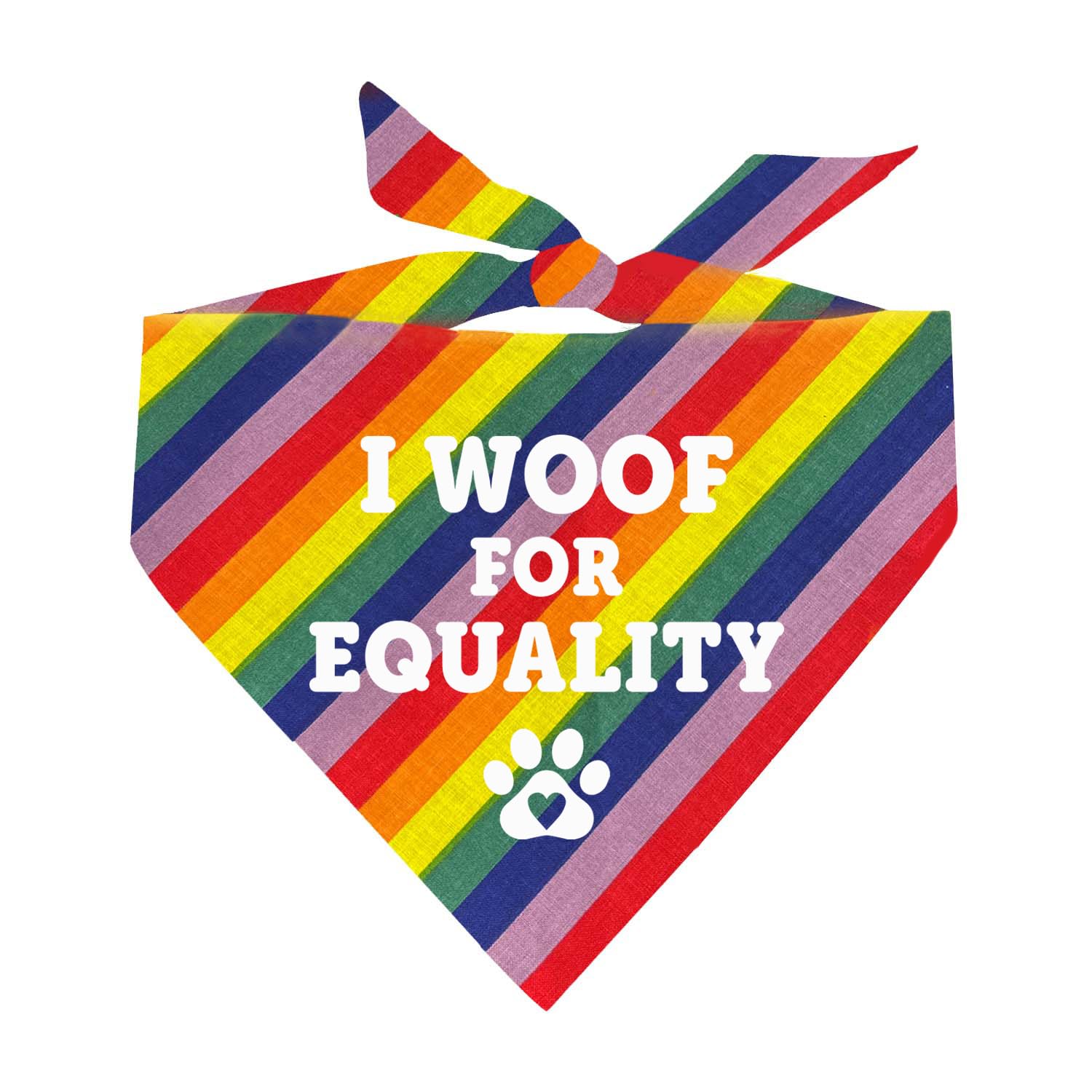 Tees & Tails| I Woof for Equality LGBTQ Pride Month Dog Bandana (721 Rainbow Stripe, One Size)