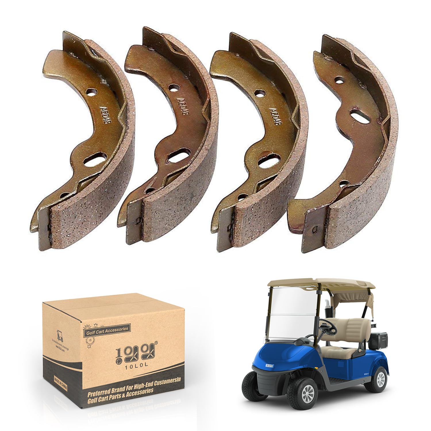 Photo 1 of 10L0L Golf Cart Brake Shoes Compatible with G14-G22 1993-up, Workhorse 1996-up, EZGO TXT 1997-up and RXV 2008-up Models, OEM# 27943G01, JG5-F5330-00, 4 PCS