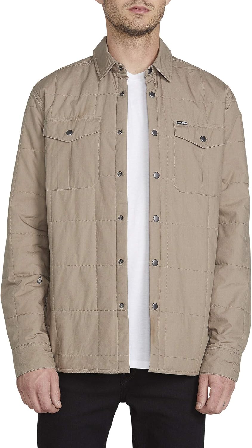Volcom Men's Larkin Quilted Medium Jacket, Brindle, L: Clothing