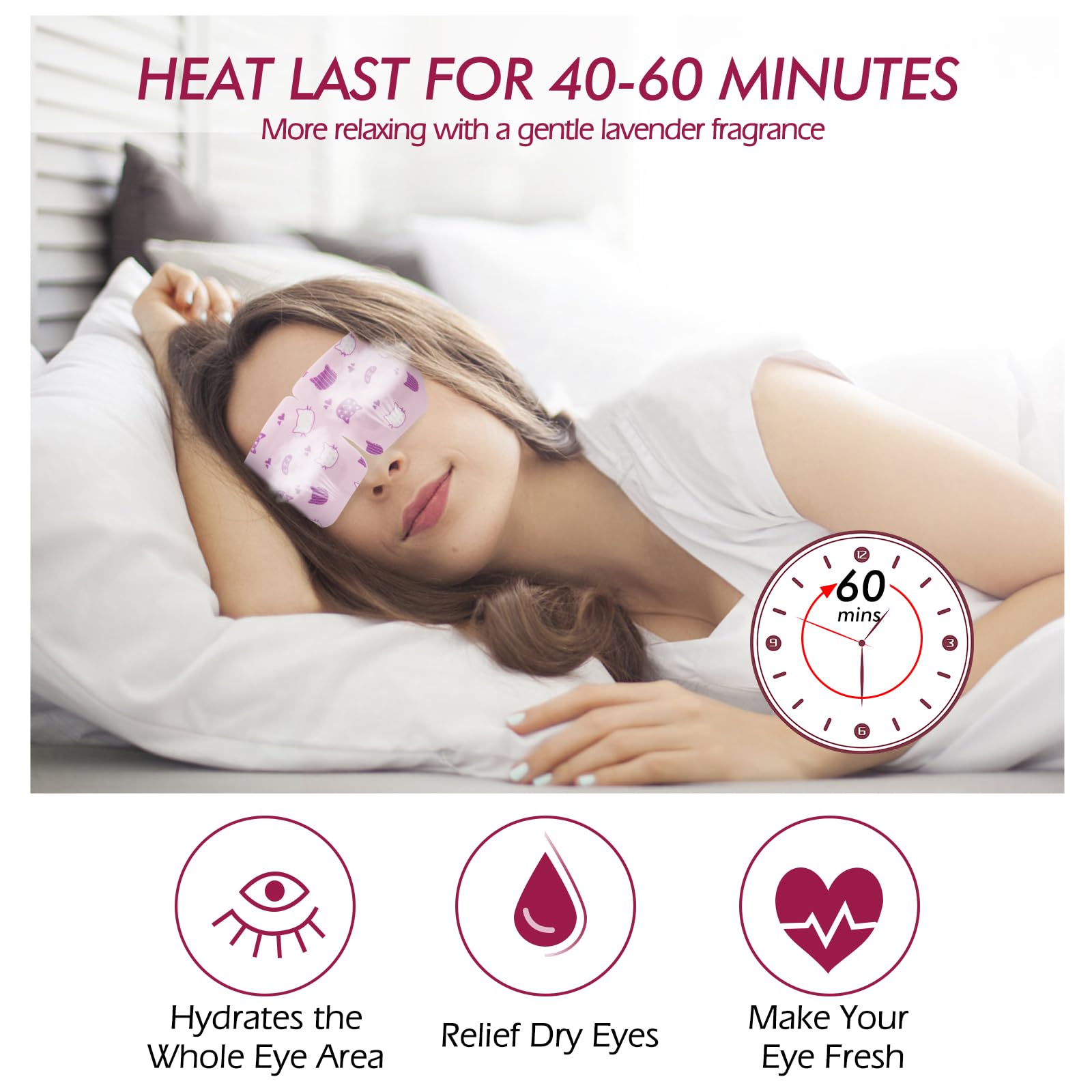 Jekeno Steam Eye Mask, 30 Packs Eye Masks for Dry Eyes, 40-60 Minutes Self Moist Warm Compress Heated Disposable Mask for Sleep, Spa Relaxing Trip Gifts, Travel Essentials for Women Men