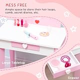 ZONEKIZ 4PC Kids Bedroom Furniture Set - Bed, Toy Box, Dressing Table, Pink view 4