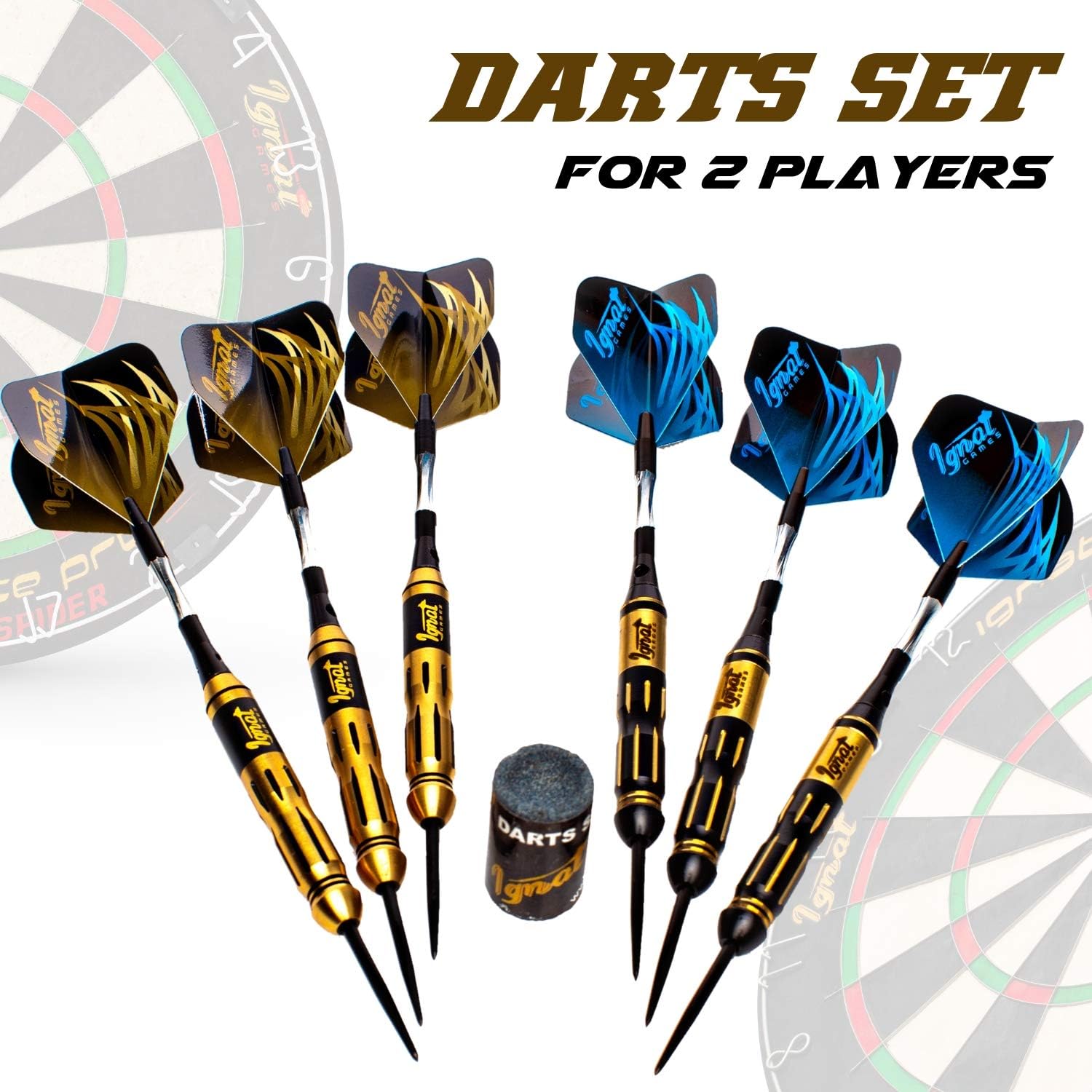 IgnatGames Steel Tip Darts Set - Professional Darts with Aluminum Shafts, Rubber O'Rings, and Extra Flights + Dart Sharpener + Innovative Case + Darts Guide (22g Cursed Treasure) : Sports & Outdoors