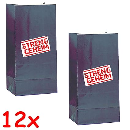 12 Partytüten * Detektiv Flo - Streng geheim! * aus Papier für Party und Geburtstag // Geschenktüten Mitgebsel Mitgebseltüten