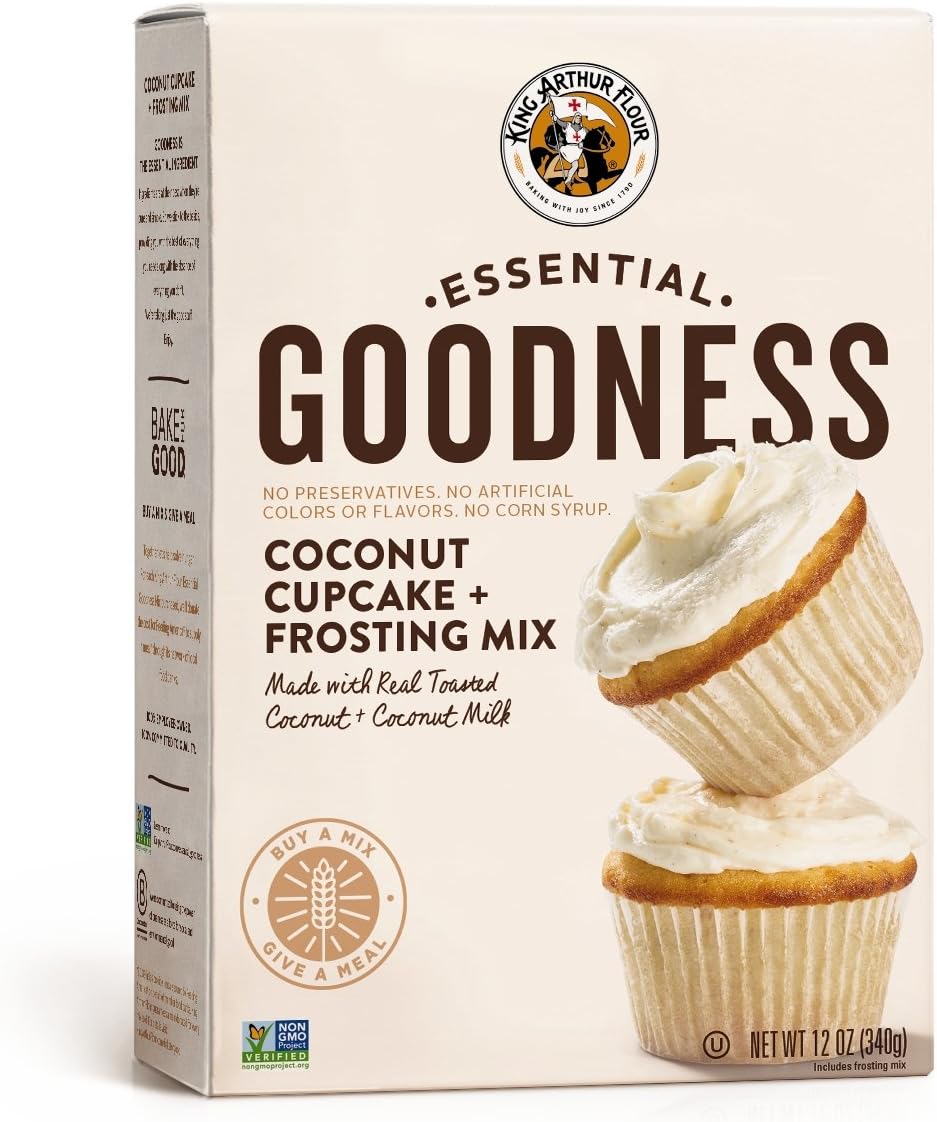 King Arthur Flour Essential Goodness Coconut Cupcake Plus Frosting Mix, 12 Ounce