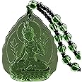 Salwosai Green Tara Pendant Kuan Yin Goddess of Compassion Mercy Crystal Kwan Yin Pendant Necklace Guan Yin Amulet Quan Yin Avalokitesvara for Healthy Wealth