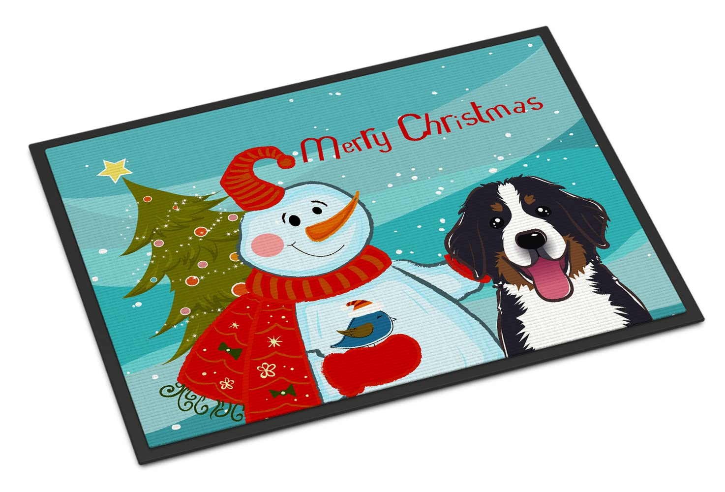 Caroline's Treasures Snowman with Bernese Mountain Dog Indoor or Outdoor Mat, 24 by 36", Multicolor