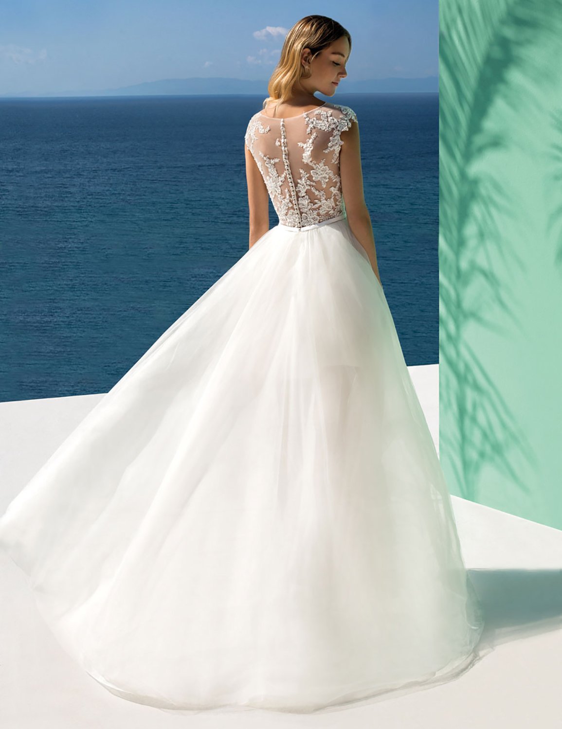 DarlingU Women's High Low Beach Wedding Dress for Bride Detachable