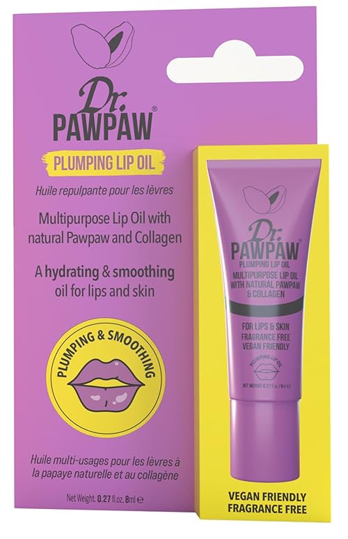 Dr.PAWPAW Plumping Lip Oil Multi-Purpose Hydrating and Smoothing, Natural No Fragrance Oil for Lips & Skin Beauty Finishing (8 ml)