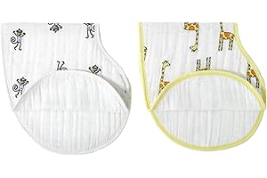 aden + anais Burpy Bib, 100% Cotton Muslin, Soft Absorbent 4 Layers, Multi-Use Burp Cloth and Bib, 22.5" X 11", 2 Pack, Jungle Jam