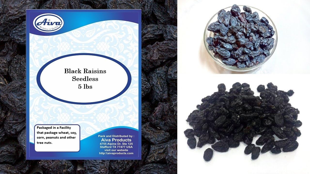 AIVA California Black Raisins, Seedless, Natural 5 LB