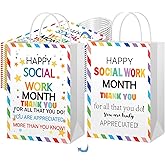 Gilprop 24 Pcs Social Work Month Appreciation Gifts Bags Bulk Double Sided Designs Treat Candy Goodie Bags Gift Wrapping for Social Workers Month Party Favors Volunteer Graduation Travel Gifts