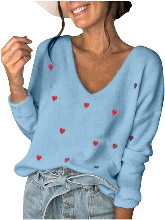 Traumzimmer Damen Pullover Valentinstag Herz gedruckt Strickpullover