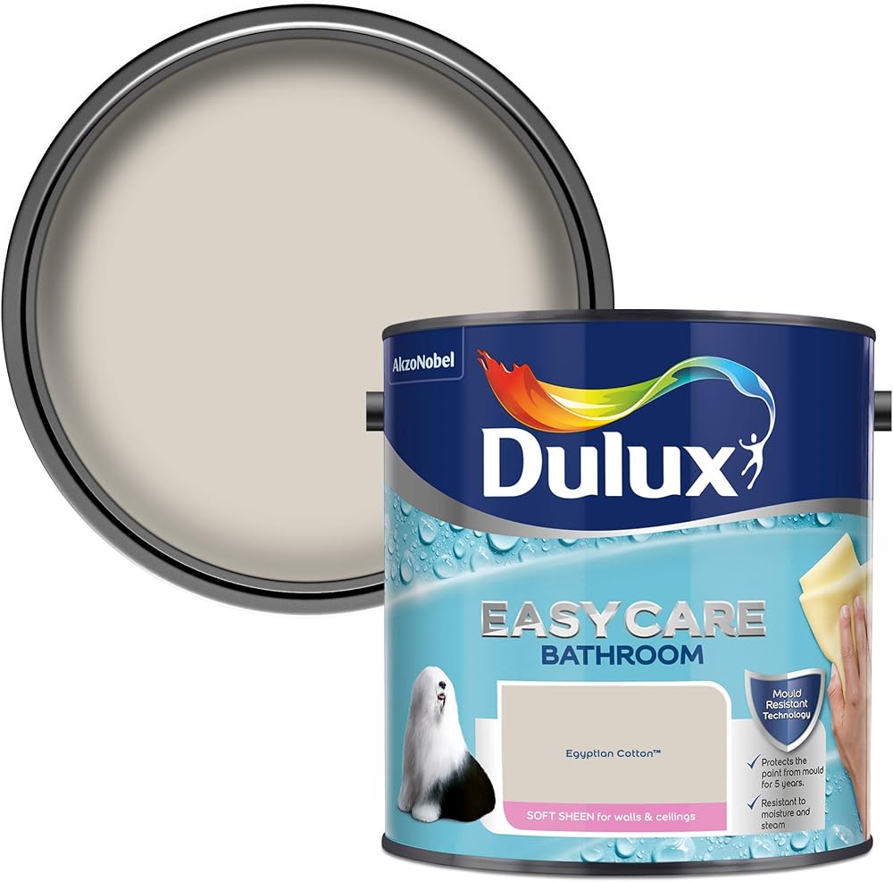 Dulux Easycare Bathroom Soft Sheen Emulsion Paint Egyptian Cotton 2.5L