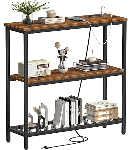 Asgolion 31.5" Console Table With Charging Station - Narrow Entryway Table With Outlets & USB Ports - View #11