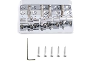 Metallor 4 String Bass Bridge Tailpiece Fixed Saddles for Electric Bass Guitar Jazz Bass or Precision Bass Chrome.