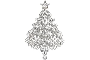 BriLove Merry Christmas Tree Brooch Xmas Star Rhinestone Marquise Decorative Gift for Women