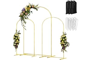 COLRASN Arch Backdrop Stand Set of 3 Gold Wedding Arches for Ceremony Bridal Arch Stand 7.2FT & 6.6FT & 6FT Garden Arbor Frame for Wedding Birthday Party Baby Shower Photo Booth Background Decor