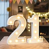 NANXU LED Marquee Light Up Numbers Sign - Lighted Birthday Numbers Sign for 21st Birthday Party Decoration, Bar Wall, Home, Table Room, Wedding and Christmas Decorations, Number 21
