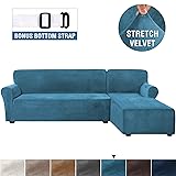 Rich Velvet Stretch 2 Pieces L-Shaped Sofa Covers