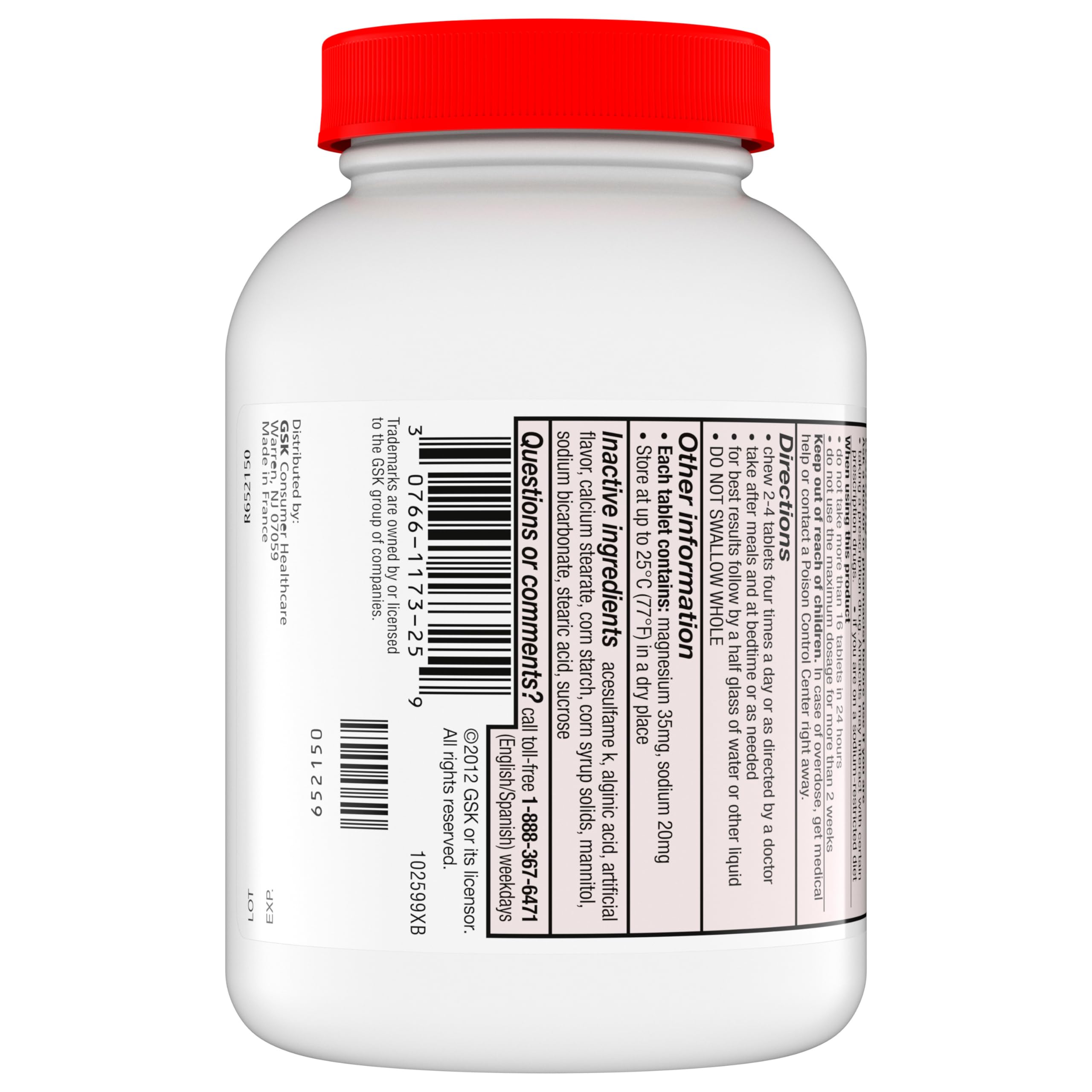 Gaviscon Extra Strength Cherry Chewable Tablet For Fast-Acting Heartburn Relief, 100 Count