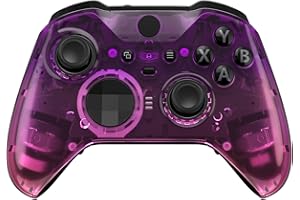 eXtremeRate Gradient Translucent Purple Rose Red Front Housing Shell Case Replacement Kit for Xbox One Elite Series 2, Xbox Elite 2 Core Controller Model 1797 - Thumbstick Accent Rings Included