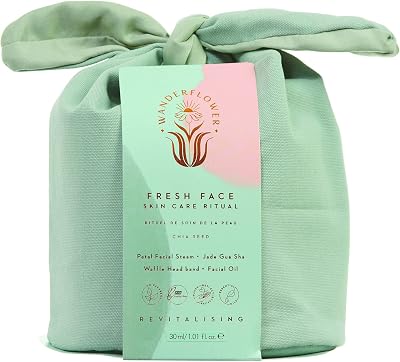 Wanderflower Fresh Face Skin Care Ritual Set Face Steam Oil Gua Sha Stone