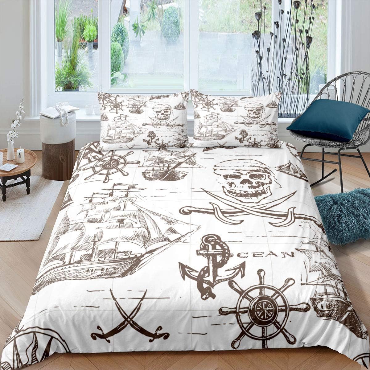 Erosebridal Nautical Duvet Cover Twin Size Kids Retro