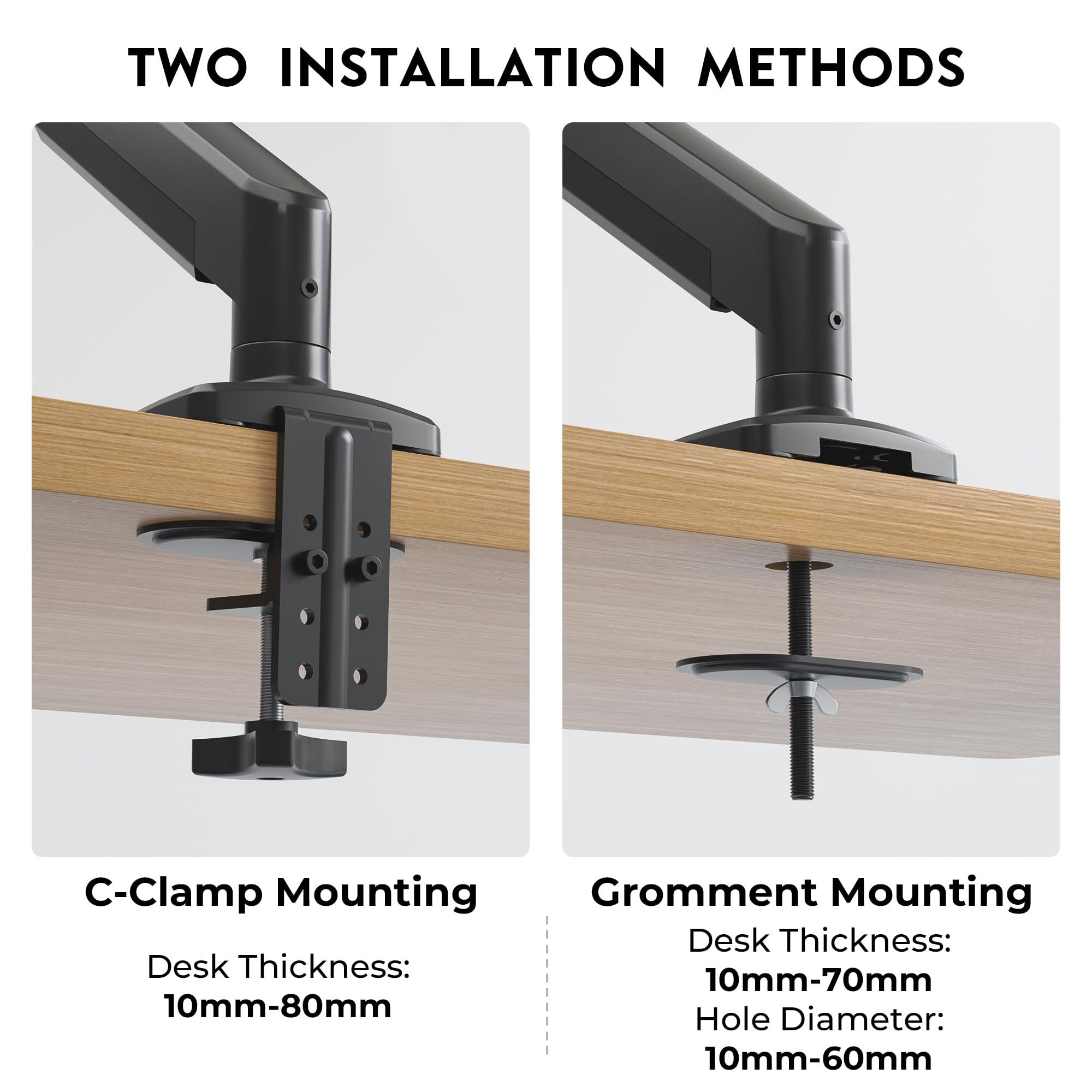 BONTEC Monitor Halterung mit Gasfeder für 15-34 Zoll bis 10,5kg, Höhenverstellbar & 360° Schwenkbar, Neigbar, Drehbar, VESA 75/100, mit Kabelmanagement für Home Office und Gaming 9