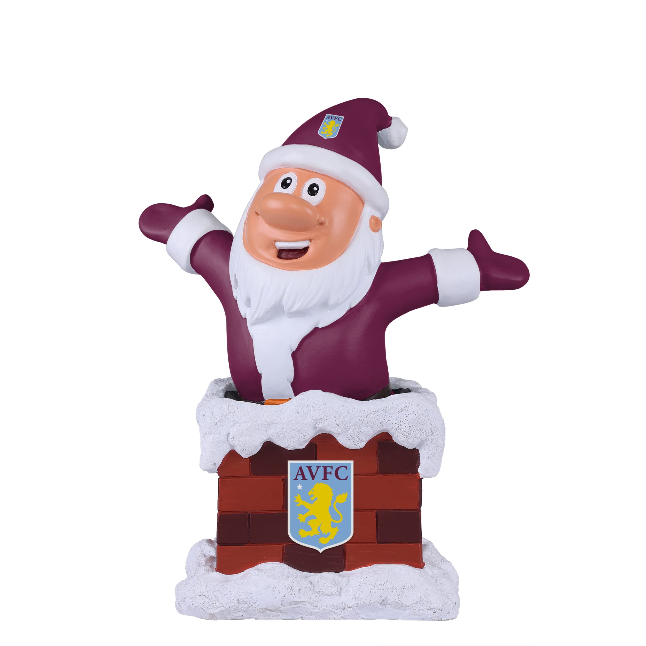 FOCO Premier League Football Aston Villa Fan Chimney Christmas Indoor Outdoor Ornament Bearded Gnome