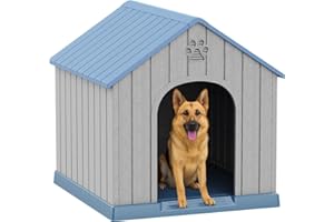 Vixzen 38in Large Outdoor Dog House,Durable Water Resistant Resin Dog House,Doghouse for Small to Large Dogs Indoor or Outsid