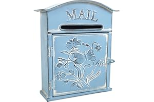 BIG FORTUNE Wall Mount Mailbox for House Outside Vintage Metal Door Mailbox Antique Style Nostalgic Charm Home Decor Garden V