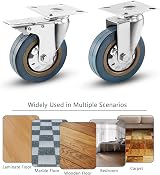 Holdfiturn 4Pcs 100mm Rubber Swivel Castor Wheels with Brakes 600kg view 6