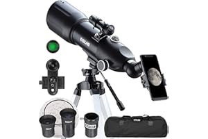 ESSLNB Telescopes for Adults Astronomy, 80mm Astronomical Travel Telescopes with Moon Filter, Erect Image, 10 Times Refractor