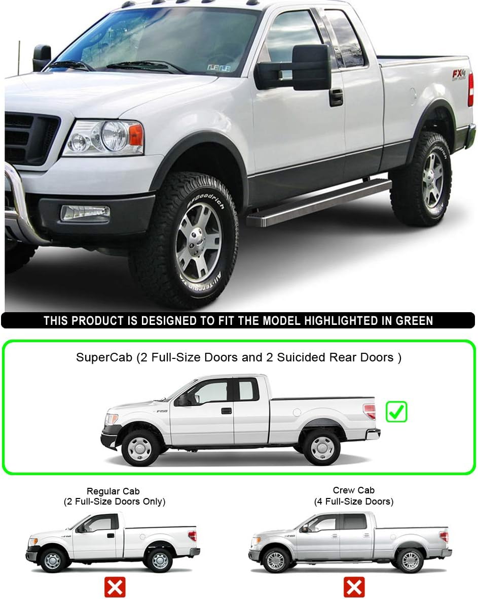 ford 2 door pickup truck on Amazon Com Aps Ib F4176a Aluminum 4 Iboard For Ford F 150 Super Cab Running Board Automotive