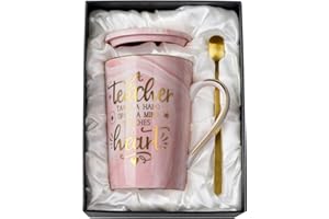 ALBISS Unique Teacher Appreciation Gifts for Women - Best Teacher Mug for Teachers from Student, 14Oz Pink Marble Ceramic Teacher Coffee Cup with Gold Print, Funny Retirement Birthday Graduation Gift, Boxed