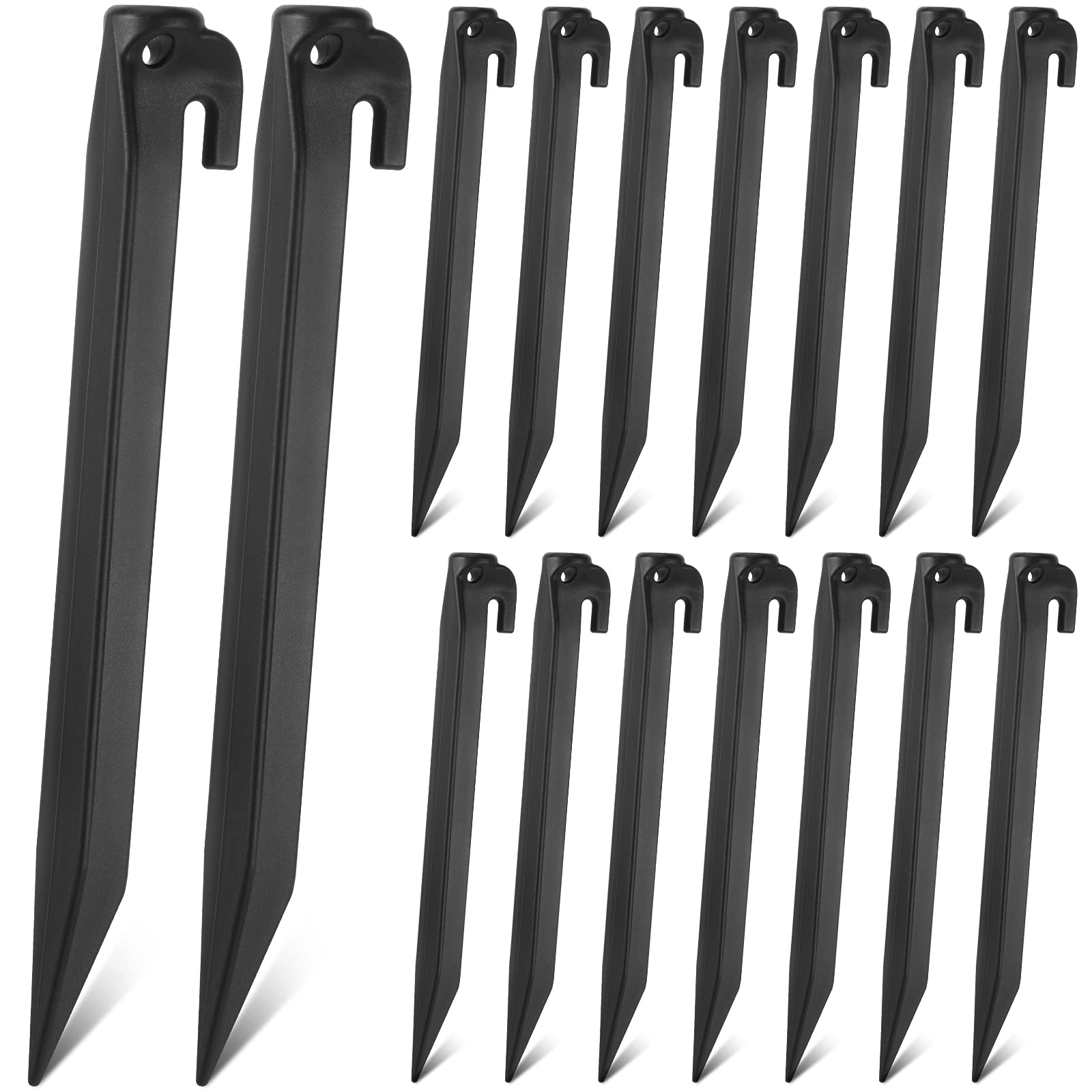Yalikop 16 Pieces 9 Inch Plastic Inflatable Tent Stakes Black Replacement Yard Inflatable Accessories for Camping Tent Pegs Garden Home Decorations (Black)