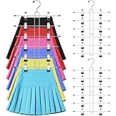 6 Tier Skirt Hangers Space Saving,2 Pack Pants Skirts Hangers with Clips for Women Closet,Non Slip Closet Organizer and Storage Multi Clothes Shorts Hanger Organization Dorm Room Essentials