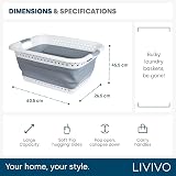 LIVIVO 58L Collapsible Laundry Basket with Handles Grey view 8