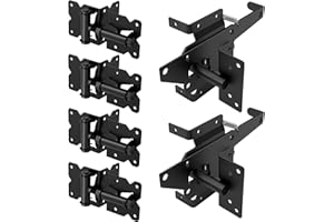 ZEKOO Stainless Steel Gate Hardware Kit, Self Closing Gate Hinges and Latch, Rust Proof, Use for Vinyl Fence Gate and Wood Fences Gate, Heavy Duty 2 Gate Latches 4 Gate Hinges (Black)