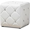 Baxton Studio Anabelle Modern and Contemporary Faux Leather Upholstered Ottoman, White
