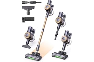 MIUZZY Cordless Vacuum Cleaner, 30Kpa Stick Vacuum with Anti-Tangle Brush and Upgraded Green Light, Vacuum Cleaner for Home, Wireless Vacuum for Pet Hair, Carpet, Hard Floor